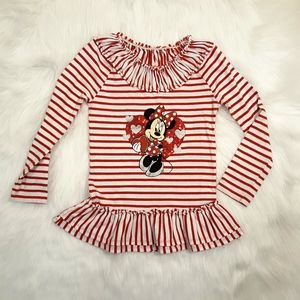 Disney | Ruffled, red striped girls Top